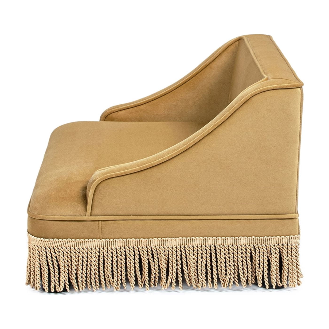33" Medium Princess Pet Bed Sofa with Fringe Skirt, Gold Yellow Performance Velvet