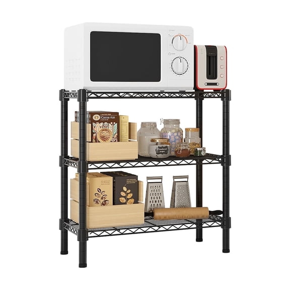 HiiKaa 3-Shelf Adjustable Heavy Duty Storage Shelves,36" Wx14 Dx34 H Metal Organizer Wire Rack for Laundry Bathroom Kitchen Pantry Closet Garage Shelving Black