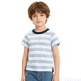 thumbnail image 2 of Fozruso Kid Boys Girls Crewneck Summer Striped T-Shirts Short Sleeve Side Split Design Tee Tops, 2 of 6
