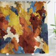 thumbnail image 1 of Cortina de ducha con pintura de arte abstracto, juego de cortinas de baño con ganchos, impresión artística multicolor, amarillo, marrón, azul y naranja, pintura al óleo, tamaño 72 x 78, 1 of 5