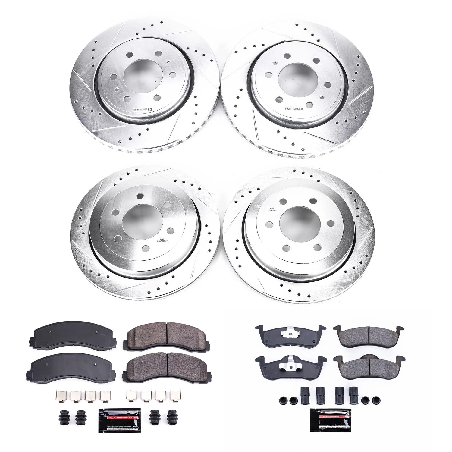 PowerStop Front and Rear Z23 Evolution Sport Carbon-Fiber Ceramic Brake Pad and Drilled & Slotted Rotor Kit Fits: FORD LINCOLN Select Models K5577
