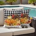 thumbnail image 4 of Fall Pumpkins Turkey Outdoor Waterproof Pillow Covers, Thanksgiving Sunflowers Retro Plaid Decorative Square Throw Pillowcase Sofa Cushion Sham for Patio/Couch/Chair, 18"x18" 2 Pack, 4 of 8