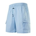 thumbnail image 2 of kamemir Running Shorts for Men Men's Cargo Shorts Elastic Waistband Drawstring Summer Casual Cotton Shorts Blue,M, 2 of 4