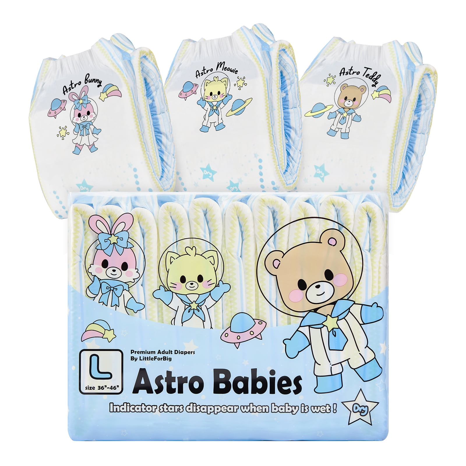 Littleforbig Astro Babies Adult Diaper 10 Pieces (Large 36"-46")