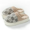 thumbnail image 2 of Mostsola House Slippers for Women Men Plush Checkered Warm Fuzzy Bedroom Memory Foam Slip on Shoes, 2 of 6