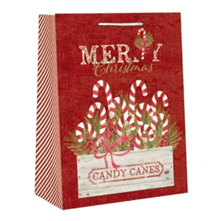 Paper Images 2Pack Accented Farmhouse Giftbag - - Candy Canes - / Large