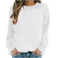 thumbnail image 4 of Busydd Women's Sweatshirts Casual Solid Color Crewneck Sweatshirt Comfy Cotton Long Sleeve Tops for Women Fashion Pullover Tops L, 4 of 7