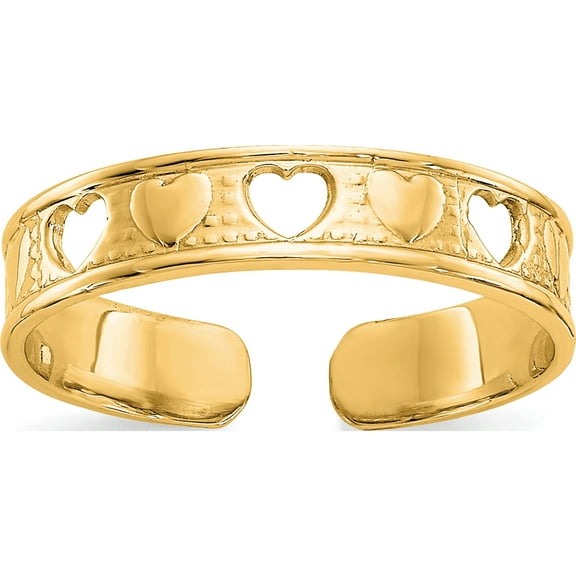 Jewelry by Sweet Pea 10K Yellow Gold Polished with Cut-out Hearts Toe Ring