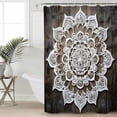 thumbnail image 2 of Small Stall Shower Curtain 36x78 Inch Narrow Half Size Farmhouse Flowers Bath Curtains Bathroom Decor Vintage Ethnic Floral Wooden Grain Waterproof Fabric Shower Curtain Set with Hooks 36 Inch, 2 of 6
