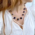 thumbnail image 3 of Floating Stone & Maasai Bead Necklace Navy, 3 of 4