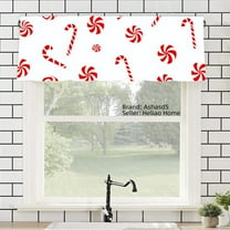 AshasdS Polyester Window Valance Curtain with Red Candy Cane and Swirl Pattern for Home Kitchen Living Room Bedroom Bathroom Decor 54x18 inch