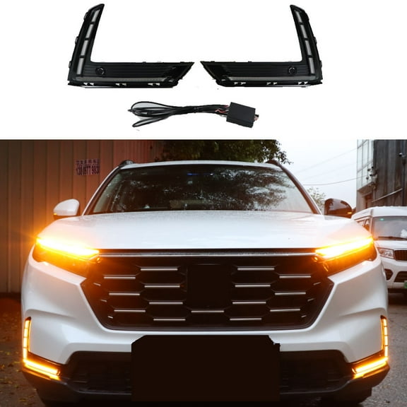 M optimized 1 Pair Daytime Running Light Compatible for CR-V 2023-2024, 3 Color LED Daytime Running Light, Front Bumper Lamps Assembly