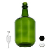 3L Jug Champagne Green - White Cap with Hole, Twin Bubble Airlock, and Black Metal Cap