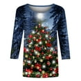 thumbnail image 4 of Aloohaidyvio Christmas Tops,Womens Christmas Printed Round Neck Long Sleeve Top T-Shirt Long Sleeve Round Neck Top Shirt, 4 of 5