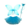 Pretend Play Dress Up Mozlly Blue Snow Glittery Butterfly Fairy Tutu Costume (3pc Set) (Multipack of 6)