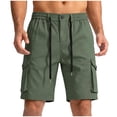 thumbnail image 2 of Stamzod Cargo Shorts for Men Elastic Waist Summer Casual Work Short with Multi Pocket Mens Clothes Army Green L, 2 of 8