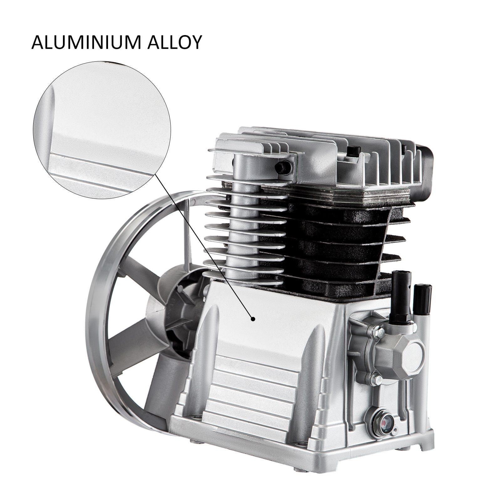 High-Speed 3HP Air Compressor Pump, 11CFM Twin Cylinder Piston Pump - 1300RPM Industrial Motor, Splash Lubricated
