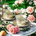 NANAHuang Country Roses 3 Peices Bone China Tea Cup And Saucer Set