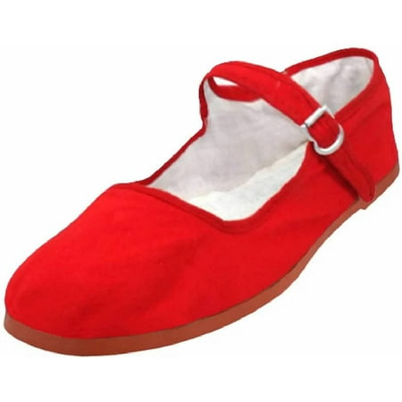 

Shoes 18 Kids Girls Cotton China Doll Mary Jane Shoes Ballerina Ballet Flats 114c Red 12