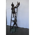 thumbnail image 2 of Nifao Two Kids Climb a Ladder Saving a Cat Bronze Statue – Garden Outdoor Decor Sculpture, 35"L x 24"W x 81"H, 2 of 11