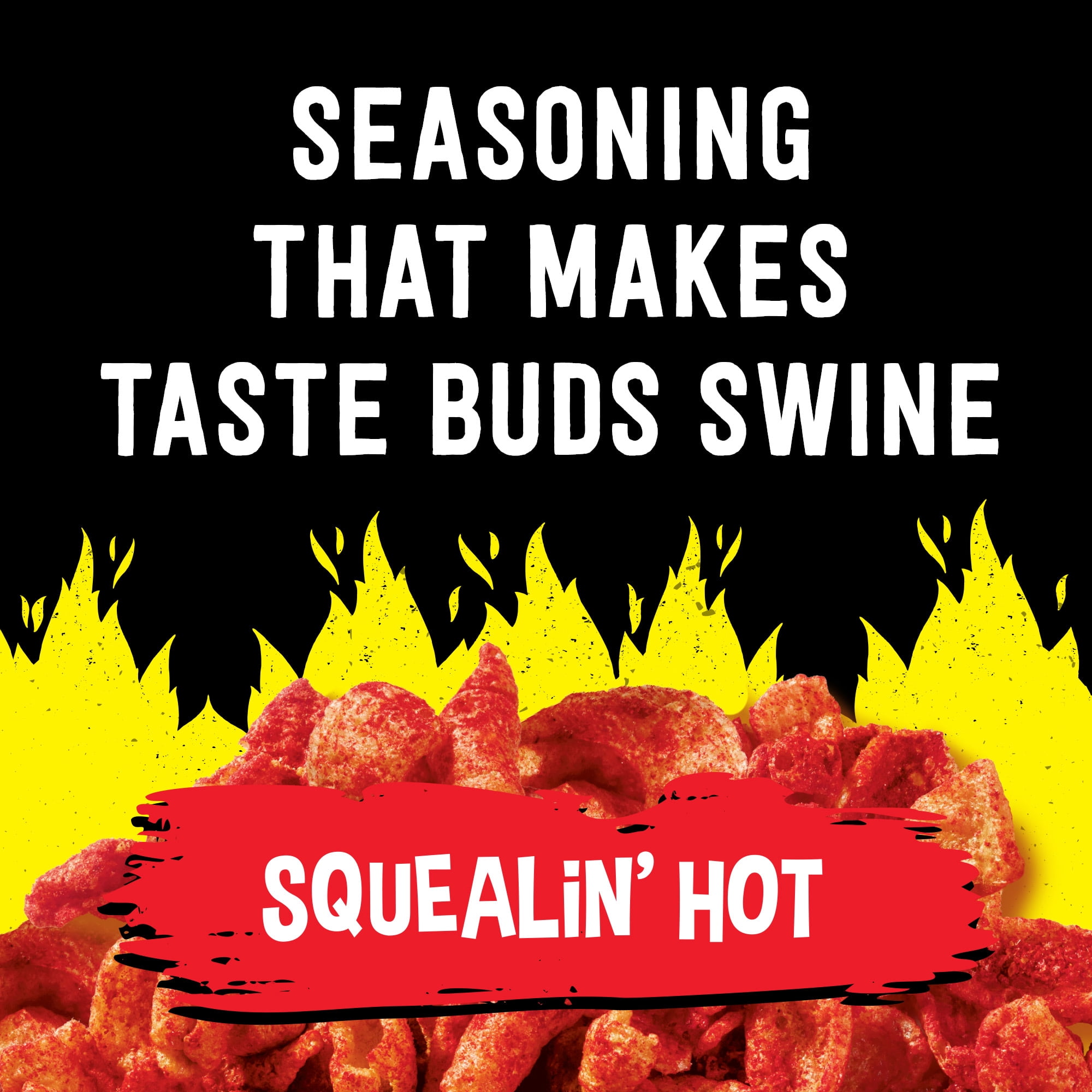 Slim Jim Pork Rinds, Squealin' Hot Flavor Fried Meat Snacks, 2 oz Bag