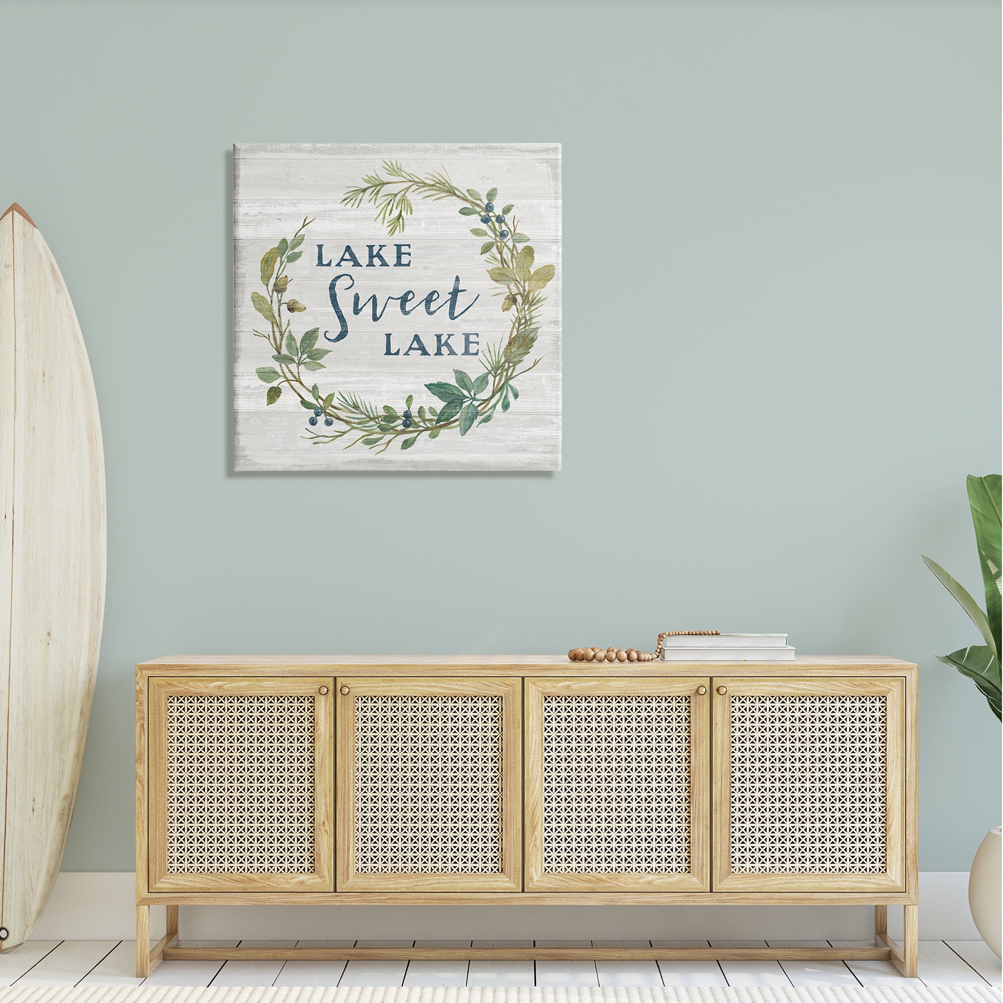 Stupell Industries Sweet Lake Quote Rustic Floral Botanical Frame Graphic Art Gallery-Wrapped Canvas Print Wall Art, 30x30, by Silvia Vassileva
