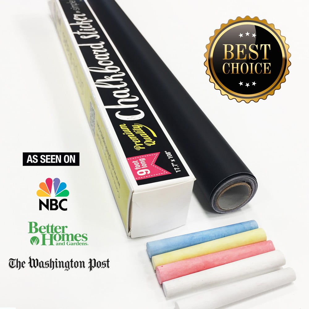 Chalkboard Contact Paper 9 foot roll (108 inches) + (5) Color Chalk