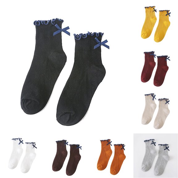 PMVFHDE Womens Socks Short Fashion Japanese Bowknot Lace Ankle Socks