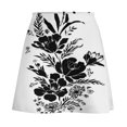 thumbnail image 6 of Black Floral Silhouette Design Art Women's High Waist Skirt Stretchy Casual Mini Skirt, 6 of 8