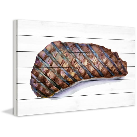 "On the Grill" Painting Print on White Wood