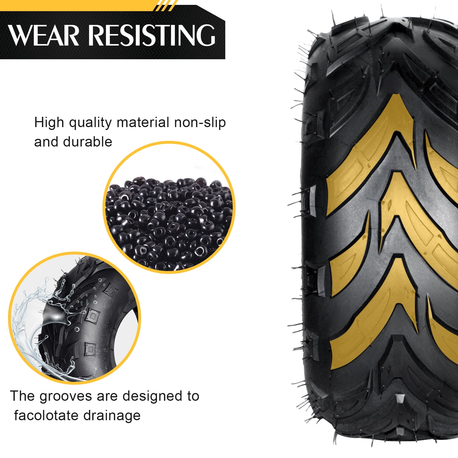 Ktaxon 145/70-6 ATV & Go Kart Tires Set of 2, 4PR Tubeless All-Terrain Sport Tires for ATV and Utility Vehicles
