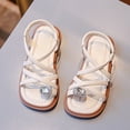 thumbnail image 4 of UngA Sandals for Kids Girls Girls Platform Wedge Open Toe Sandals with Buckle Ankle Strap for Little Kid/Big Kid Flower Girl Sandals(Beige,Size 10), 4 of 8