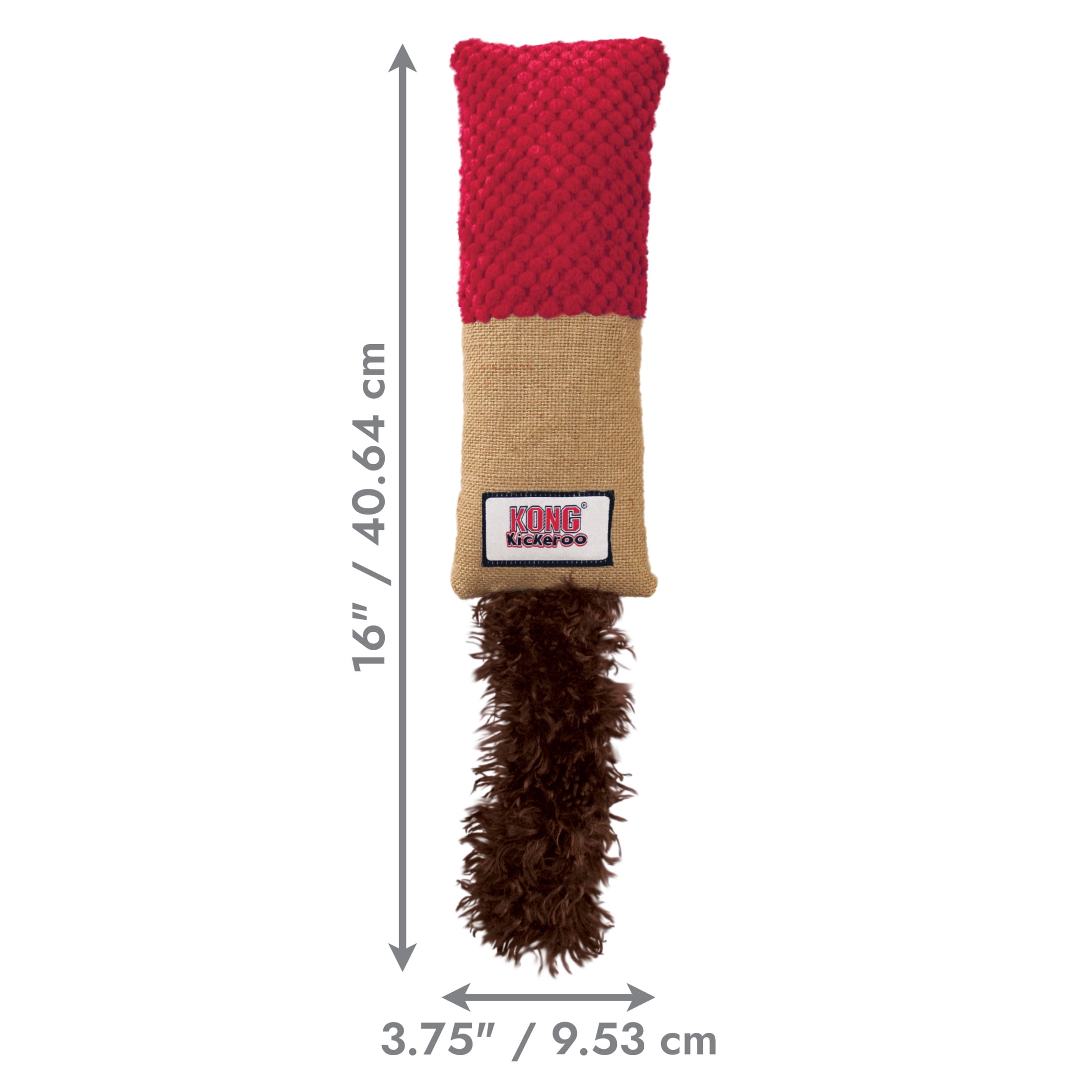 KONG® Kickeroo® Cuddler Burlap Crinkle Cat Toy, Red, with Premium North American Catnip