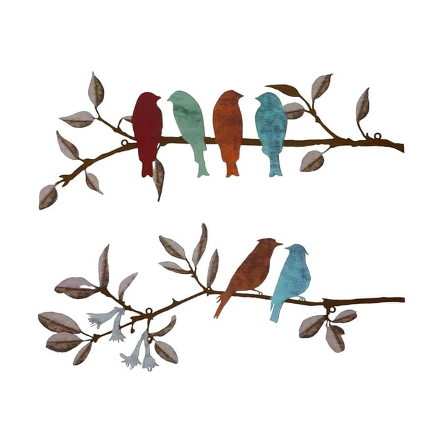Rongfmy 2 Pieces Birds Metal Wall Art Decor Decorative for Centerpiece Backyard Home B
