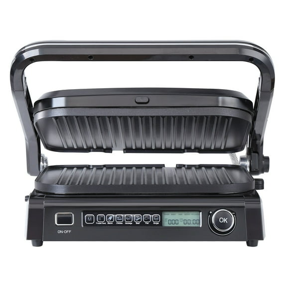 7 in 1 Commercial Electric Griddle 14.4 Inch 1800W Indoor Countertop Grill Restaurant Teppanyaki Grill with Non Stick Iron Cooking Plate 0 to 446 Fahrenheit Adjustable Temperature Control 110V