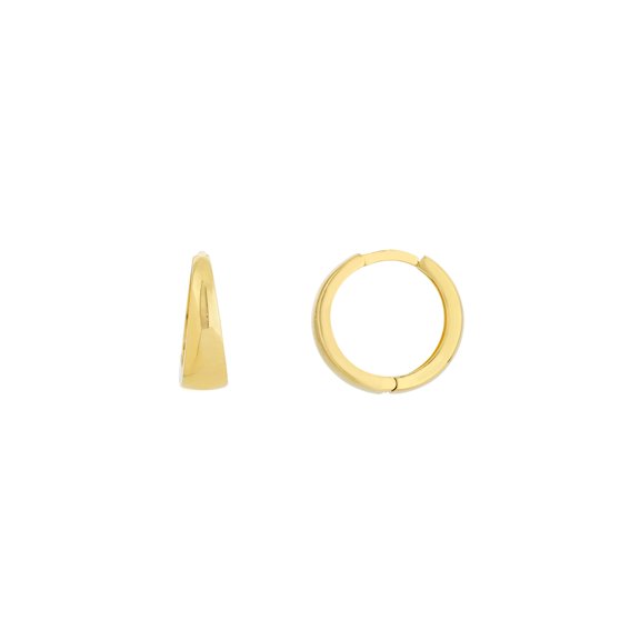 14K Yellow Gold Polished Tapered Huggie Earrings - Women