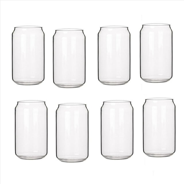 Paquete de 8 Latas En Forma de Vidrio Moda Agua Leche Jugo de Jugo Simple Vaso de Cerveza Vaso Batido de Postre de Cola, 400ML