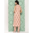 thumbnail image 6 of Janasya Indian Women's Light Peach Crepe Digital Printed Kurta with Pant, 6 of 7