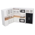 thumbnail image 4 of Dollhouse Kitchen Cabinet Fridge Oven Microwave Set Wooden Dollhouse Furniture Set Miniature Kitchen, 4 of 5