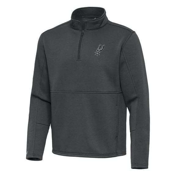 Men's Antigua Pewter San Antonio Spurs Twist Quarter-Zip Pullover Top