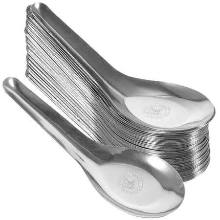 

NUOLUX 50pcs Stainless Steel Spoons Thick Soup Spoon Food Serving Spoon Tableware for Home Restaurant (13x4.2cm)