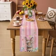 thumbnail image 3 of Table Runner - 72 Inch Long, Easter Kitchen Dining Table Runner Dresser Scarves, Spring Rabbit Eggs Flowers Flags Leaves Wood Grain Farmhouse Decor for Coffee Tables Wedding Party Banquet, 3 of 8