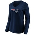 thumbnail image 2 of Women's Navy New England Patriots Primary Team Logo Long Sleeve V-Neck T-Shirt, 2 of 3