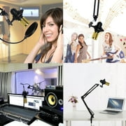 Podcast Microphone Bundle, BM800 Microphone Kit with Live Sound Card, Condenser Microphone & DJ Mixer with Adjustable Mic Suspension Scissor Arm, Shock Mount & Filter for Studio Recording & Broadcas