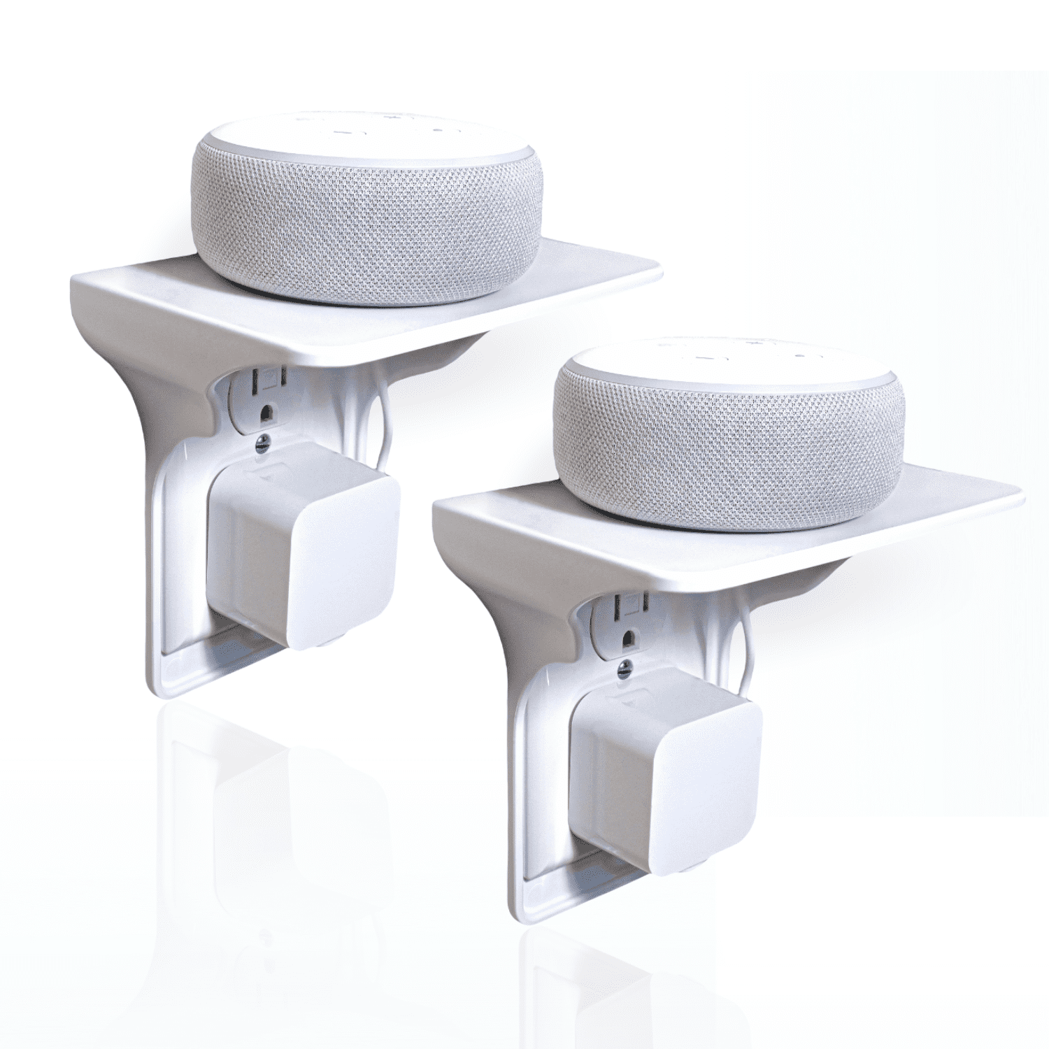 White Plastic Wall Mounted Outlet Shelf - 2 Pack
