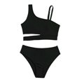 thumbnail image 2 of uikmnh Girls 2 Piece Swimsuit Solid Color Tankini Bikini Set for Summer Beach and Pool Play Color:Black,Size:7-8 Years, 2 of 7