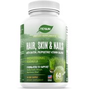 100% Pure Hair, Skin & Nails Vitamins with Biotin – Super Blend Beauty Support Formula for Hair Growth, Strong Nails & Radiant Skin – Daily Dietary Supplement for Women & Men