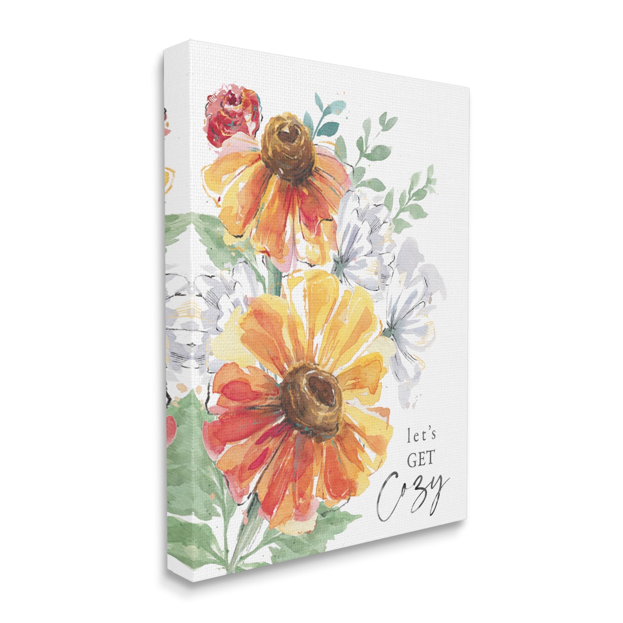 Stupell Industries Let's Get Cozy Diversified Spring Daisy Rose Arrangement,16 x 20, Design by Courtney Morgenstern