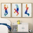 thumbnail image 2 of wall26 Framed Canvas Print Wall Art Set Rainbow Spray Paint Basketball Slam Dunk Sports &amp; Fitness Athletes Digital Art Pop Art Modern Portrait for Living Room, Bedroom, Office - 24"x36", 2 of 5