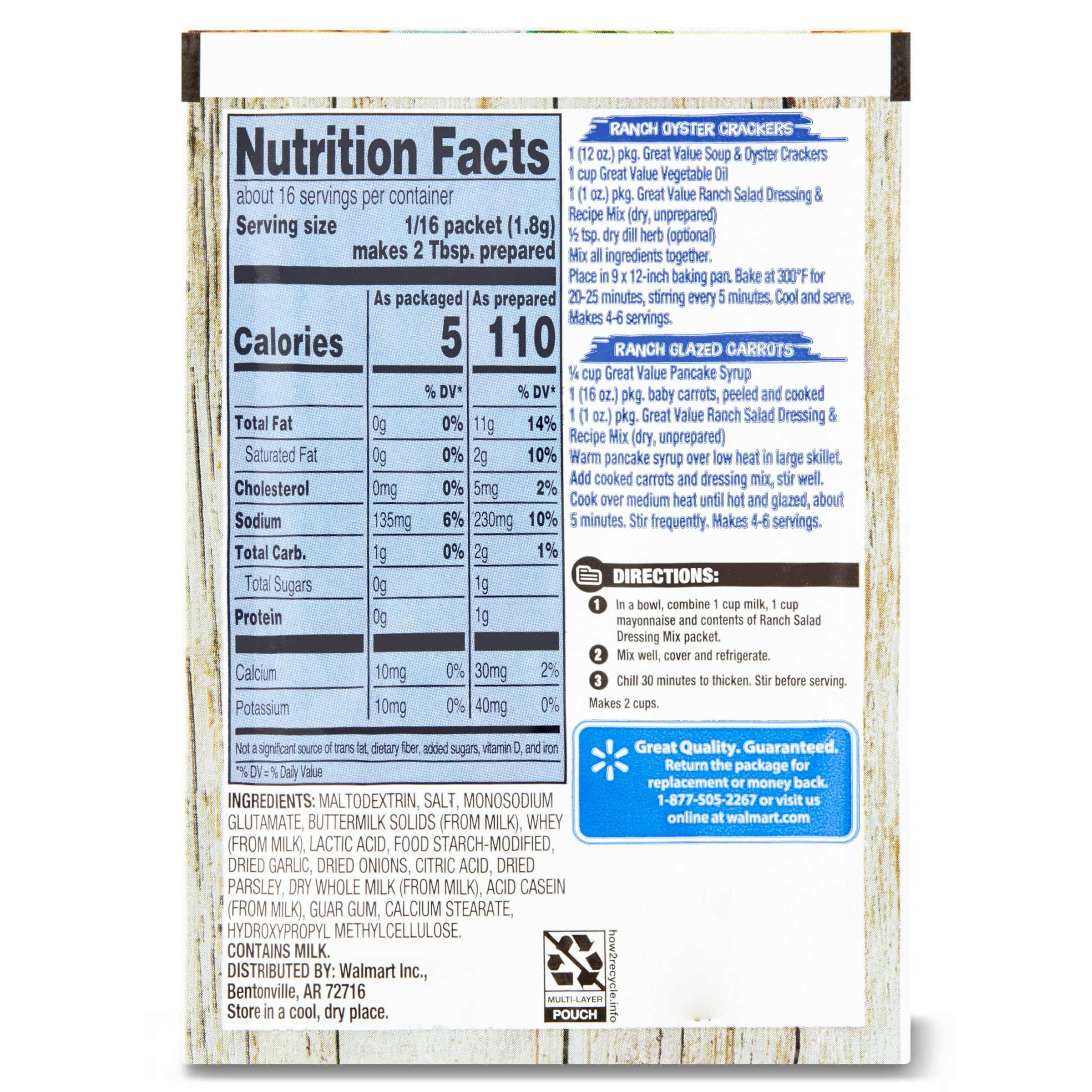 Ranch Dressing Packet Nutrition Information Besto Blog